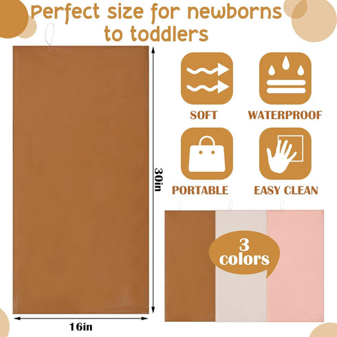 3 Pcs Leather Portable Changing Pad Wipeable Travel Changing Pad Foldable Changing Mat for Baby and Small Toddler...