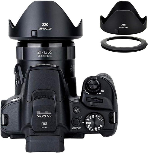 JJC Reversible Lens Hood Shade Protector & 67mm Filter Adapter Ring for Canon Powershot SX70 HS, G3 X, SX60 HS, SX50 SX40 HS, SX30 IS, SX20 IS, SX...