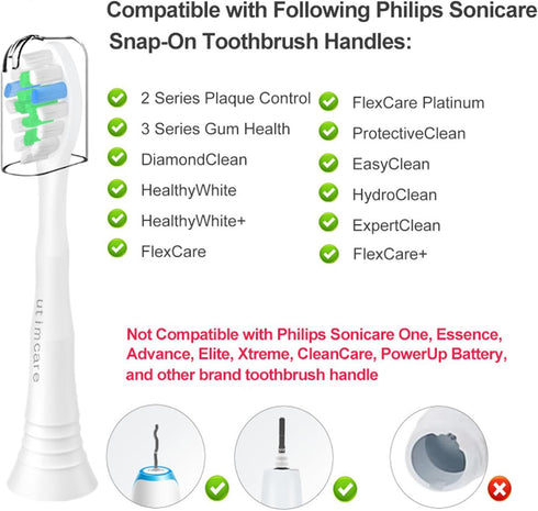 Replacement Toothbrush Heads Compatible with Philips Sonicare Electric Toothbrushes, Electric Brush Head Refills Fit for Philips Sonic Care snap-o...