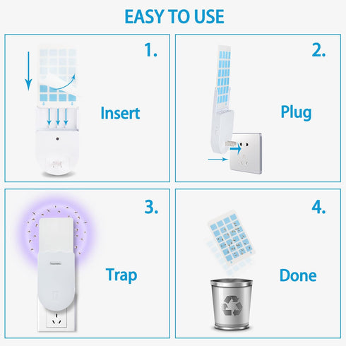 10 pack Indoor Fly Trap Refill Glue Cards, TOADWILL Plug-in Flying Insect Trap Indoor Replacement Sticky Cards...
