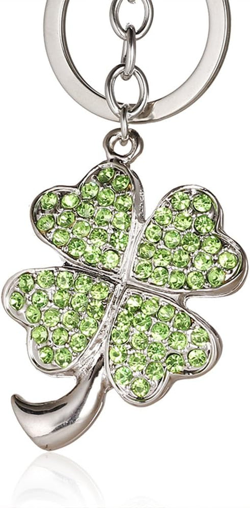 Liavy's Green Irish 4 Leaf Clover Charm Fashionable Keychain - Sparkling Crystal - Unique Gift and Souvenir...