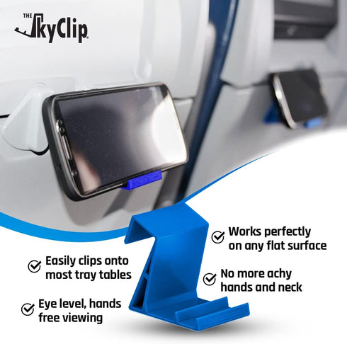 Airplane Cell Phone Back of Seat Inflight Tray Table Clip and Sturdy Phone Stand, Compatible with iPhone, Android, Tablets, and Readers, Travel Mu...