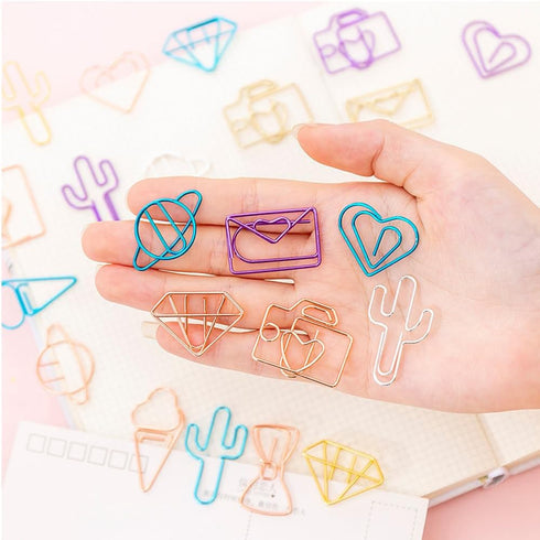 100 pcs Cute Paper Clips, BOSOIRSOU Metal Bookmark Folder Pin Memo Clamp Planner Clip for Pagination Organize Document Organizing Office Supplies ...
