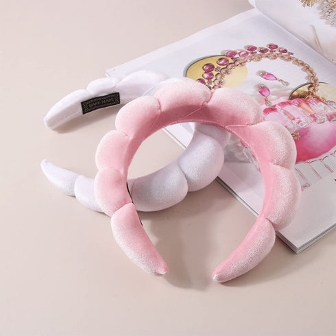 Spa Headband for Washing Face, Velvet Makeup Headband, Bubble Skincare Headbands with Face Wash Wristbands, Sponge Puffy Headband for Women Skin C...