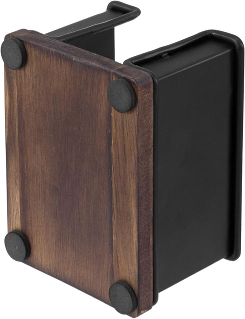 MyGift Modern Industrial Matte Black Metal Office Stationery Organizer with Sticky Note Holder, 2 Pen Storage Compartments and Rustic Burnt Solid ...