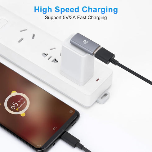 90 Degree USB3.0 Adapter (2 Pack), Left Angle and Right Angle 3.0 USB A Male to Female Converter Extender for PC, Laptop, USB A Charger, Power Ban...