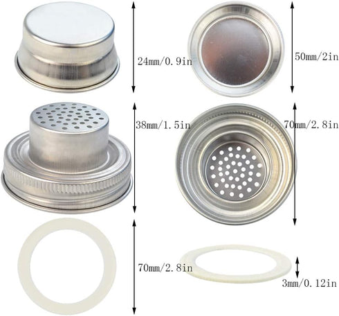 obmwang 4 Pack of Stainless Steel Mason Jar Shaker Lids Caps for Cocktail,Dredge Flour,Mix Spices,Sugar, Salt, Peppers and More or Shake Drinks Co...