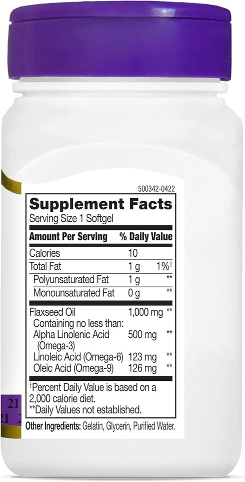 21st Century Flaxseed Oil 1000 mg Softgels, 60 Count (22407)...