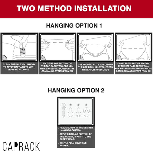 CT Design CapRack The Original Hat Organizer for Baseball Caps, Hat Rack for Wall & Storage Solution, Snapback and Fitted Holder Display, No Assem...