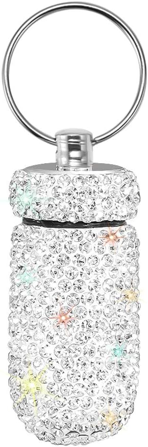 Portable Pill Case Pill Container Waterproof Pill Holder with Keychain Bling Pill Box Medicine Dispenser Bottle Storage for Outdoor Camping Travel...