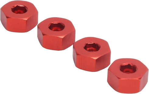 VGEBY 4pcs Wheel Hub Hex Adapter, 5mm to 12mm Hex Combiner RC Model Car Parts Fit for D12 1/10 RC Trucks(Red) Car Model Accessory 1/16 Rc Wheels a...
