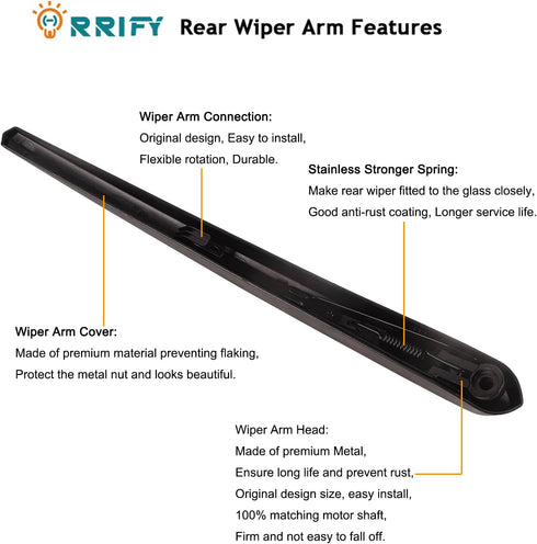 Rear Windshield Wiper Arm Blade for Chevy Equinox GMC Terrain 2018-2020, for Buick Envision 2016-2020, Chevy Blazer 2019-2020, Bolt EV 2017-2020 B...