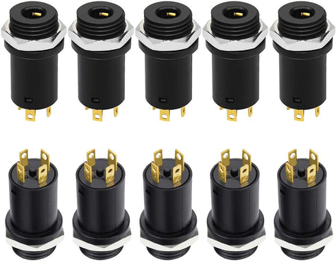 10pcs 3.5mm Mini Stereo Female Jack Socket Plug with Nuts 3.5mm Stereo Panel Mount Jack Solder Connector Headphone Audio Video Vertical Socket 4 P...
