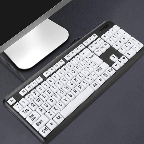 Elderly Keyboard, 104 Keys QWERTY Layout Keyboard Large Font Print USB Wired Keyboard Standard Full Size Computer Keyboard for Old People(1.35M Ca...