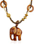 Vintage Ethnic Wood Elephant Pendant Wooden Bead Necklace Long Sweater Chain Women Vintage Necklace Jewelry Gift for Birthday Mother's Day, Valent...