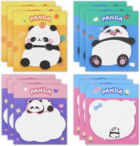 12 Pack Cute Panda Sticky Note,360 Sheets Cartoon Animal Self-Stick Note Pads Memo Pads Notepad Message Note Reminder Note for Kid Plan Index Stud...