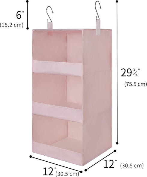 GRANNY SAYS 3-Shelf Hanging Closet Organizer, Collapsible Closet Hanging Shelves, Nursery Hanging Organizer, Pink, 29 ½" H X 12" W X 12" D, 1-Pack...