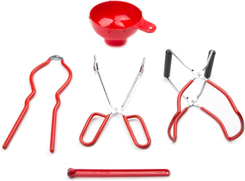 Fox Run Home Canning Tool Set, Red, 3.5 x 11 x 6 inches, 5-Piece...