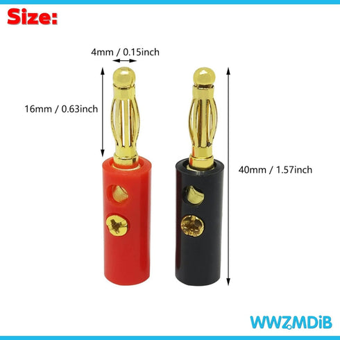 4mm Banana Plugs Stackable Connectors for Speaker Wire (12Pcs/6pair Gold Plated)...