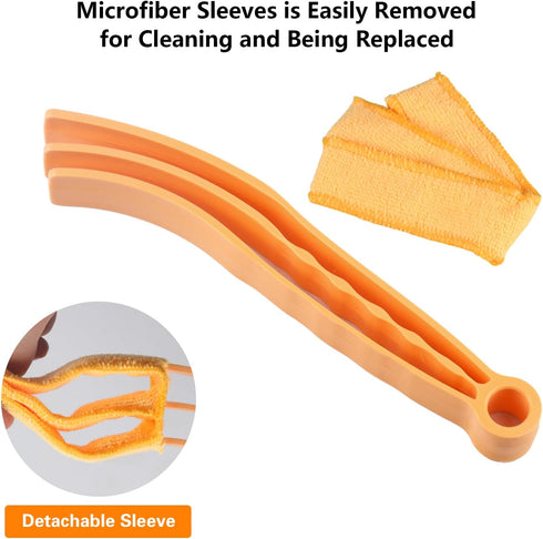 2pcs Window Venetian Blind Cleaner Duster Tool, Include 1pcs 7 Finger Blind Duster Brush & 1pcs Shutter Cleaner Brushes,with 8 Removable and Washa...