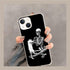 Black Skull White Cat Phone Case Compatible with iPhone 14, Skull Cool Skeleton and Cat Case for Girls Boys Women Men, Unique Trendy TPU Bumper Co...