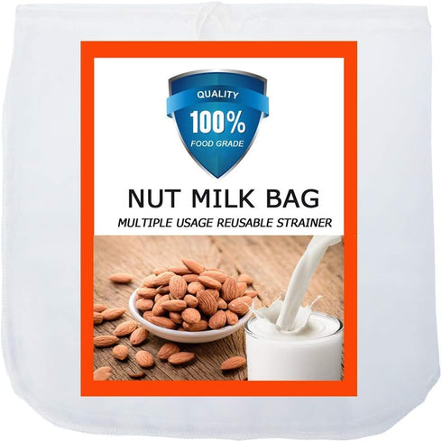 Nut Milk Bag, Pro Quality Multiple Usage Reusable Food Strainer, Cold Brew Coffee Bag Cheese Cloth, Ultra Fine Nylon Mesh Food Grade for Milk, Jui...