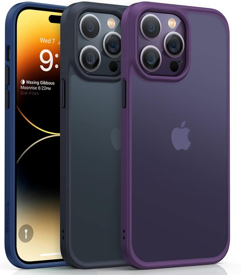 TORRAS Shockproof Designed for iPhone 14 Pro Max Phone Case, Military Grade Drop Protection, Protective Black Hard Back Slim Thin Translucent iPho...