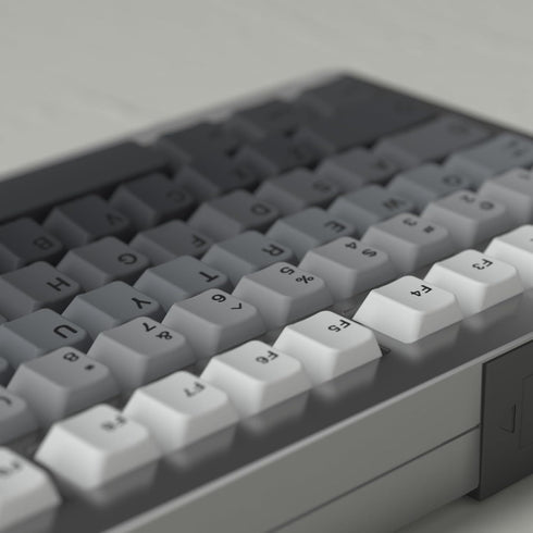 PBT Grey Gradient Keycaps, Keycaps 75 Percent, 125 Keys Cherry Profile Heat Sublimation Custom Keycap Set for Mx Cherry Mechanical Keyboard 61/64/...