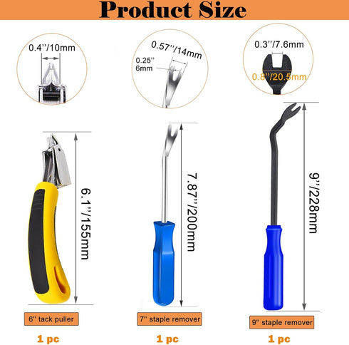 3Pcs Heavy Duty Upholstery and Construction Staple Remover with Tack Puller Tool, Nail Puller, Carpet Remover, for Removing All Kinds of Staples...