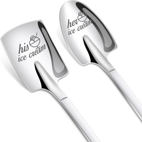 PRSTENLY Gifts for Him Her, 2 Pcs His and Hers Ice Cream Spoons Boyfriend Girlfriend Couples Gift Ideas, Anniversary Engagement Birthday Valentine...