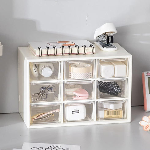 9 Mini Drawer Sticker Storage Organizer, Desk Craft Organizer with Drawers, Small Desktop Drawer Storage Organizer Removable, Plastic Organizer Bo...