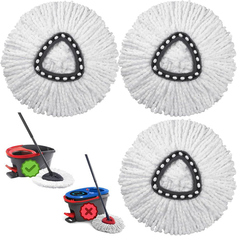 3 Pack Mop Replace Head, Great Cleaning Power Spin Mop Replacement Head for Easywring 1-Tank System, Easy Cleaning, Microfiber, Machine Washable f...