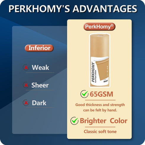 PerkHomy Brown Kraft Paper Roll 17.5" x 600" (50') for Gift Wrapping Bulletin Board Bouquet Flower Kids Wall Art Craft Packing Moving Shipping Flo...