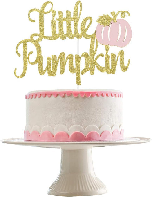 Little Pumpkin Cake Topper Gold Pink Little Pumpkin Baby Shower Cake Topper Decorations Little Pumpkin 1st Birthday Decorations Pink Girl Fall Bab...
