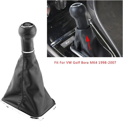 Shift Knob 6 Speed for Bora for GOLF MK4 1998-2007,Car Gear Shift Knob Stick Gaiter Boot Frame,Plastic&Synthetic Leather Material...