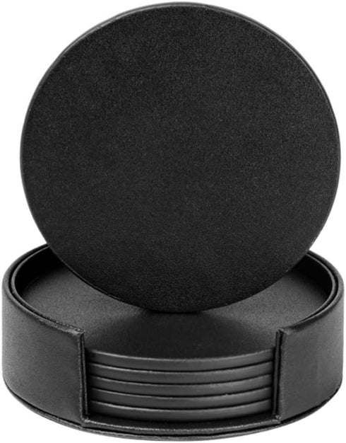 Drink Coasters Set of 6 Leather Coasters Spill Protection for Table Desk,Durable and Non Slip Leather Coaster Perfect for Common Size Glass Coffee...