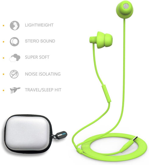 MINi5 Comfort-fit Headphones with Mic Wired Cellphone Earbuds with 3.5mm Jack (Green)...
