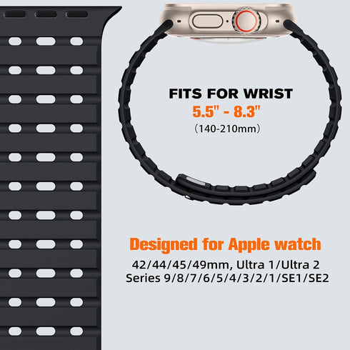 Compatible with Apple Watch Ultra 2/Ultra Band 49mm/45mm/44mm/42mm Men Women, Magnetic Silicone Rugged Sport Watchband for iWatch SE2/SE/9/8/7/6/5...