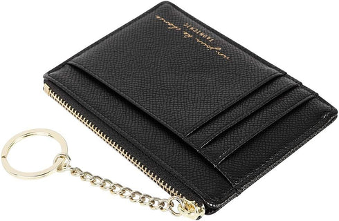 Women's 8 Cards Slim Minimalist Card Holder Coin Changes Purse Keychain Front Pocket Wallet...