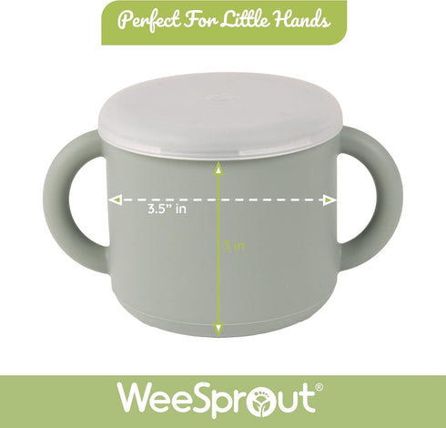 WeeSprout Snack Containers, Food Grade Silicone Cups, Spill-Proof Tops For Toddlers and Babies, Premium Hard Plastic Travel Lids, Dishwasher Safe,...