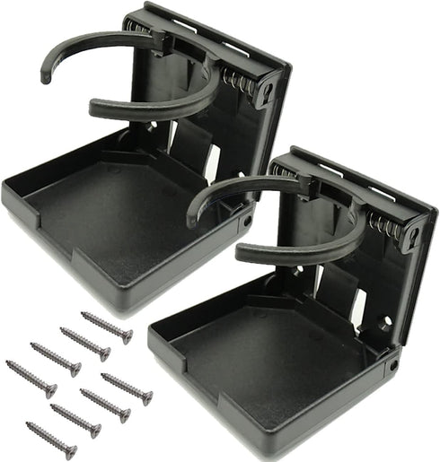 TIHOOD 2PCS Adjustable Folding Drink Holder with Screws/Adjustable Cup Holder for Marine/Boat/Caravan/Car (Black)...