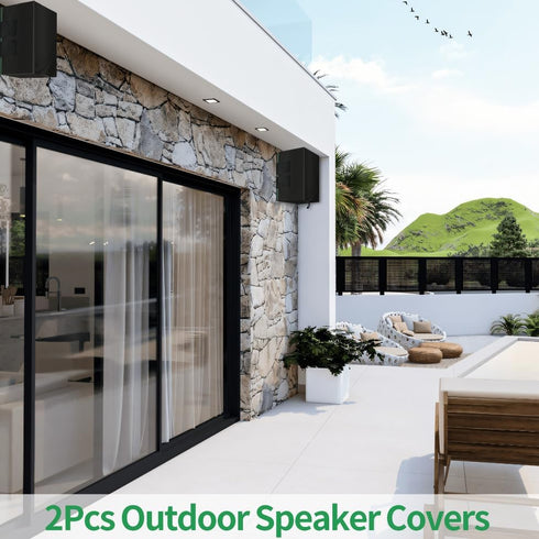 2 PCS Outdoor Speaker Cover, Wall Mounted Speaker Cover Weatherproof Waterproof UV Resistant and Dustproof 600D Oxford Cloth, Black(H 16" x W 10" ...