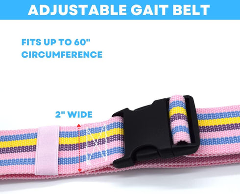 Gait Belt with Plastic Buckle Transfer and Walking Aid with Belt Loop Holder for Assisting Therapist, Nurse, Home Care - 60" L x 2" W (Rainbow)...