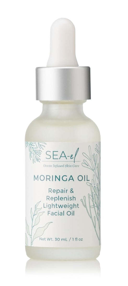 Moringa Seed Facial Oil Drops Super Moisturizing Antioxidant-Rich Glow with Sea Kelp & Vitamin E - Daily Face Primer & Replenishing Vegan Skincare...