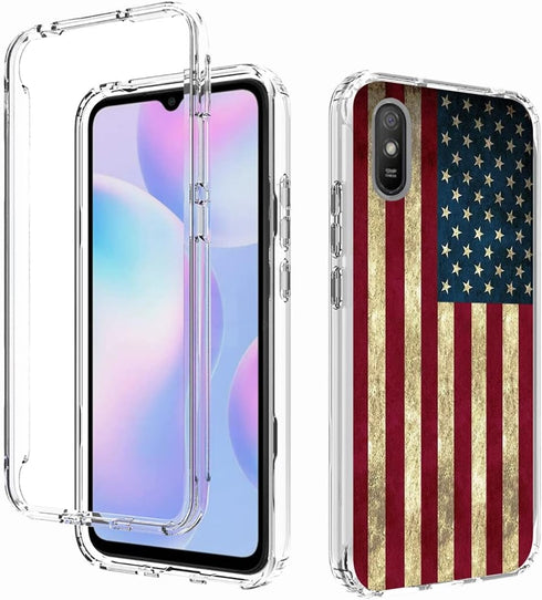 Case for Redmi 9A M2006C3LG/Redmi 9i M2006C3LII Case with Tempered Glass Screen Protector, Full Body Cute Floral Bumper Shockproof Protective Phon...