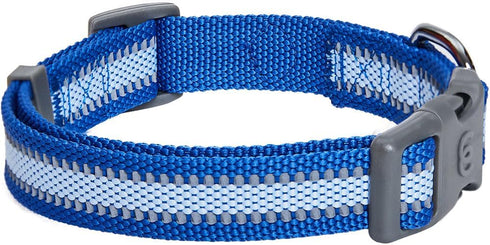 Blueberry Pet Essentials Pack of 2 Reflective Back to Basics Adjustable Dog Collars, Navy Blue, Large, Neck 18"-26"...
