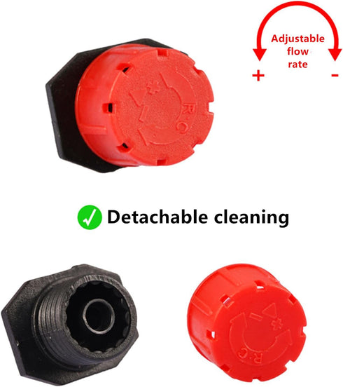 100Pcs 360 Degree Adjustable Irrigation Drippers Sprinklers, 1/4 Inch Emitters Drip for Watering System...