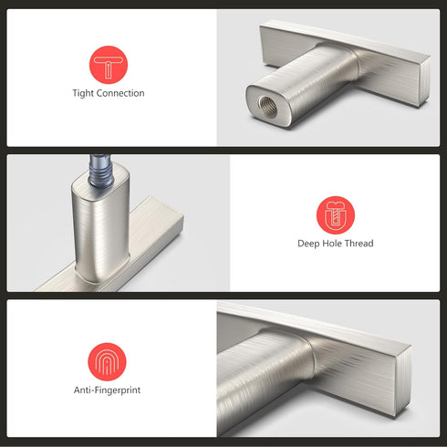 homdiy 10 Pack Brushed Nickel Cabinet Knobs Silver Drawer Knobs Kitchen Cabinet Knobs - Solid Zinc Alloy T Cabinet Handle Single Hole for Cupboard...