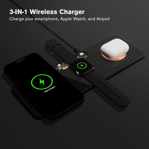 3 in 1 Magnetic Charging Pad Double 15W, Fast Wireless Charging Station, Charger for iPhone 15/14/13/12 Series, Android, Apple Watch, AirPods Pro ...