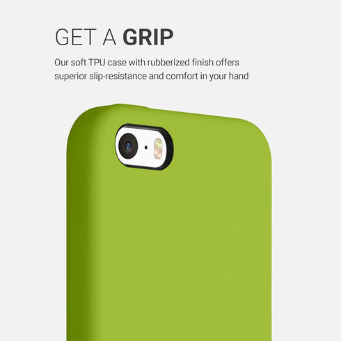 kwmobile Case Compatible with Apple iPhone SE (1.Gen 2016) / iPhone 5 / iPhone 5S Case - TPU Silicone Phone Cover with Soft Finish - Green Pepperc...